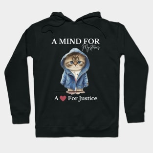 Mystery Mind Cat in a Blue Jacket Hoodie